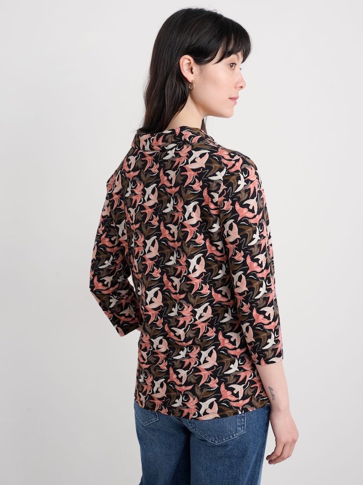 Seasalt Cornwall Black Wavecrest Shirt in Cotton Jersey - Image 2 of 5 Seasalt Cornwall Black Wavecrest Shirt in Cotton Jersey - Image 2 of 5