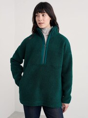 Seasalt Cornwall Green Barnaloft Quarter Zip Fleece - Image 1 of 5