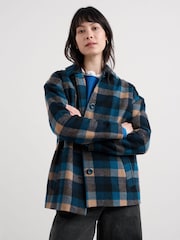 Seasalt Cornwall Blue Beamwind Checked Coat - Image 2 of 5