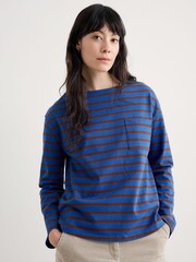 Seasalt Cornwall Blue Beach Boat Cotton Jersey Top - Image 1 of 5
