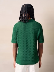 Tennis/Grün - Regular Fit Cotton Rich Pointelle Knit Trophy Neck Polo Shirt - Bild 2 von 8