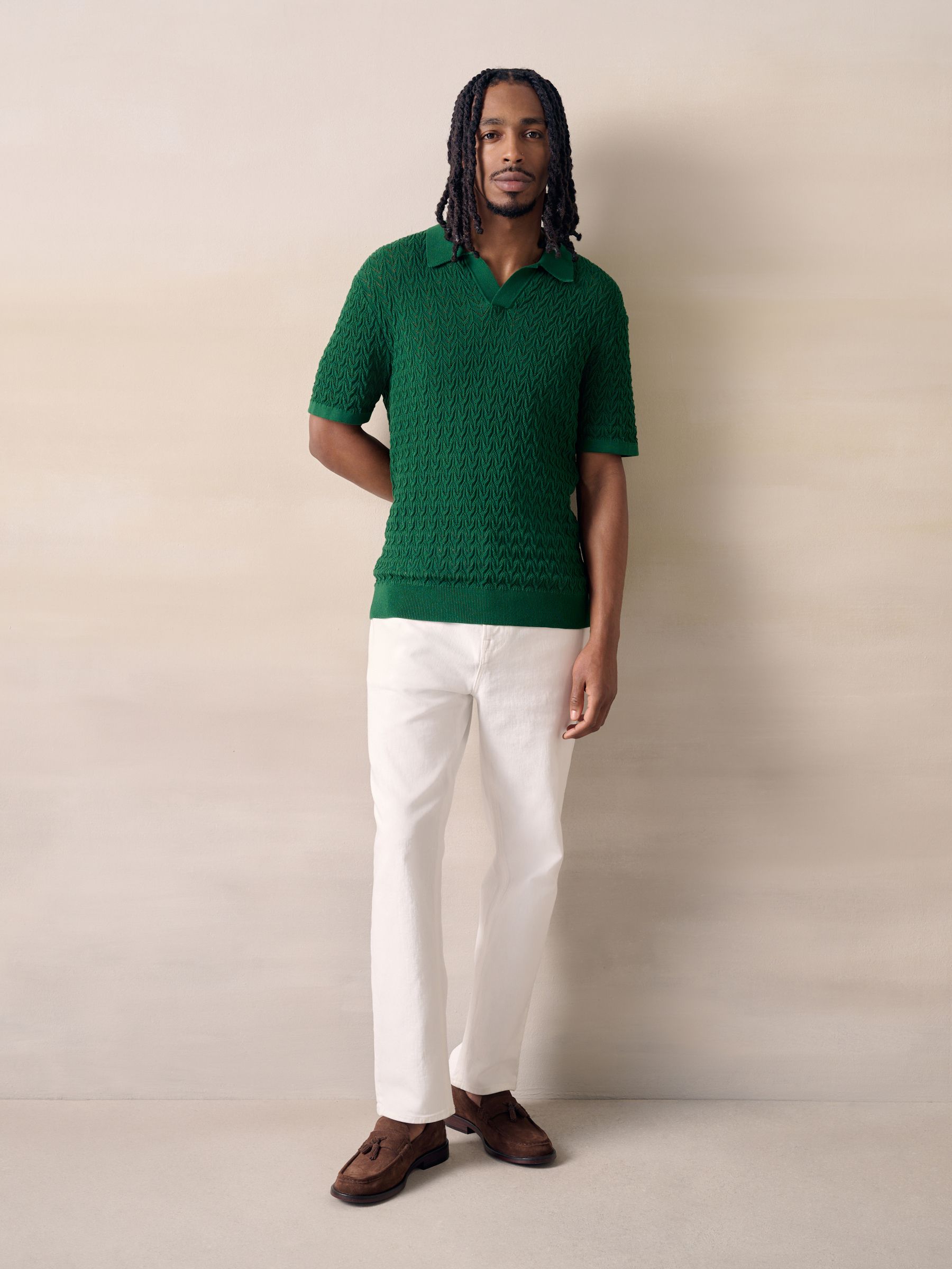 Buy Tennis Green Pointelle Knit Trophy Polo Shirt from Next USA