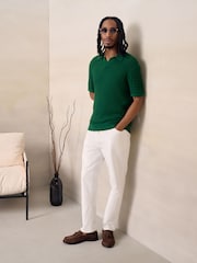 Tennis/Grün - Regular Fit Cotton Rich Pointelle Knit Trophy Neck Polo Shirt - Bild 4 von 8