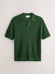 Tennis/Grün - Regular Fit Cotton Rich Pointelle Knit Trophy Neck Polo Shirt - Bild 6 von 8