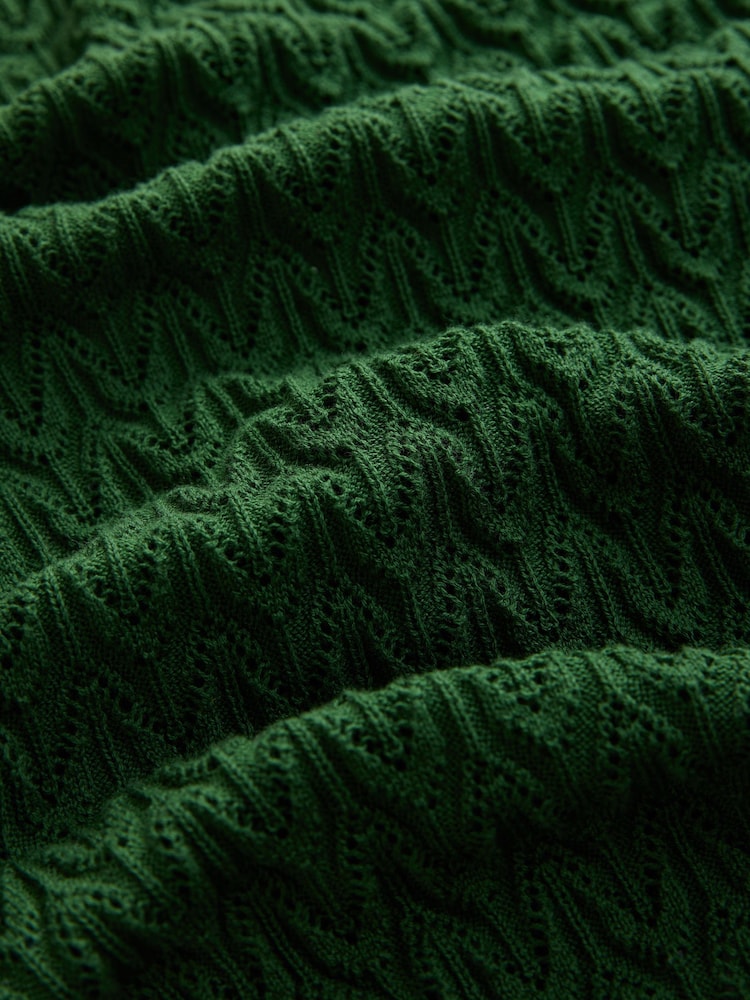 Tennis/Grün - Regular Fit Cotton Rich Pointelle Knit Trophy Neck Polo Shirt - Bild 8 von 8