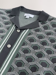 Grey Geometric Pattern Knitted Cuban Shirt - Image 7 of 7