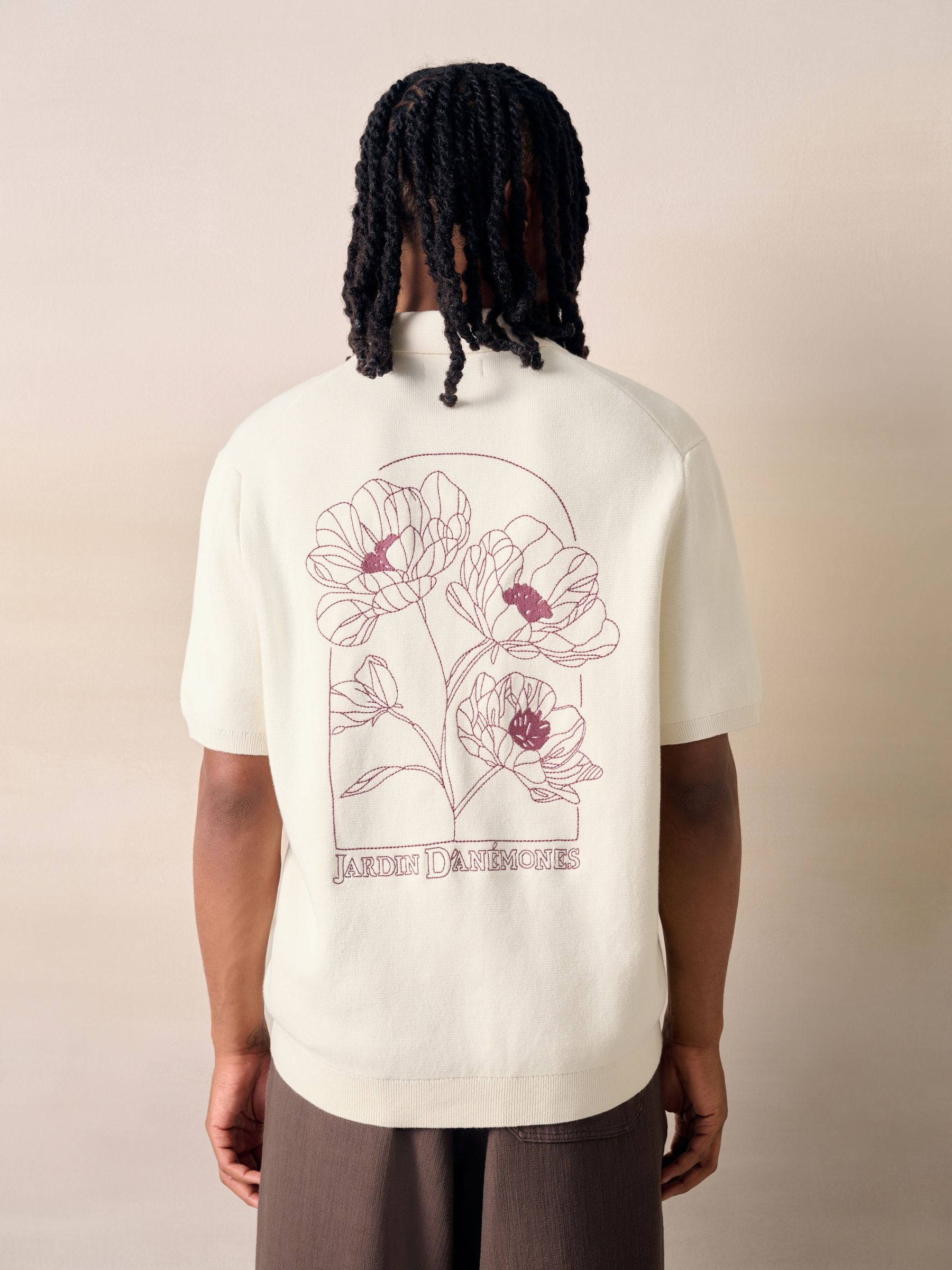 Buy Ecru White Floral Back Graphic Cuban Knitted Shirt from Next