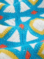 ブルー / ホワイト - リラックスフィット幾何学模様クロシェニットシャツ - 画像 2 / 3