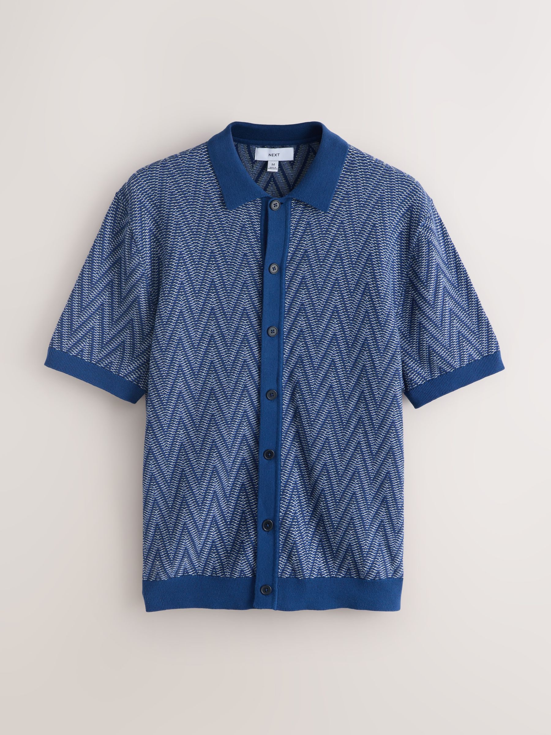 Buy Blue Zig Zag Pattern Knitted Shirt from Next USA