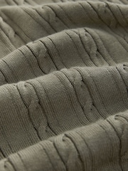 Sage Green Slim Fit Cable Zip Neck Polo Shirt - Image 8 of 8