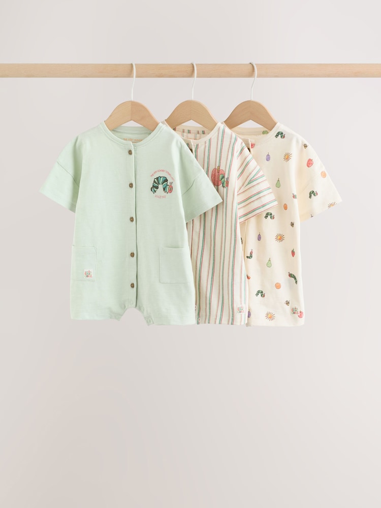 Neutral The Very Hungry Caterpillar License Jersey Baby Rompers 3 Pack - Image 1 of 14