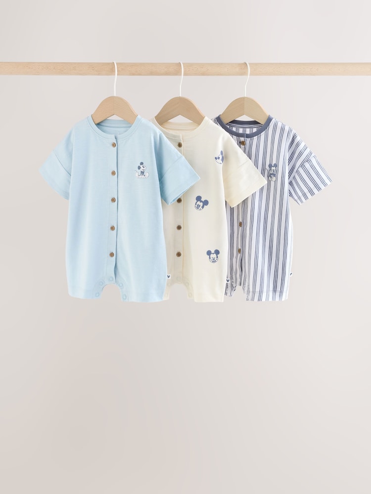 Blue Baby Mickey Mouse Jersey Rompers 3 Pack - Image 1 of 9