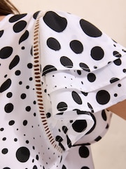 Friends Like These Mono Spot Angel Sleeve Ruffle Blouse - Image 2 of 4