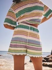 Multi Bright Stripe - Πλεκτό βαμβακερό σορτς Co-Ord - Εικόνα 4 του 8