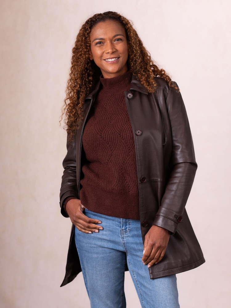 Lakeland Leather Brown Bilsco Longline Jacket - Image 1 of 8 Lakeland Leather Brown Bilsco Longline Jacket - Image 1 of 8