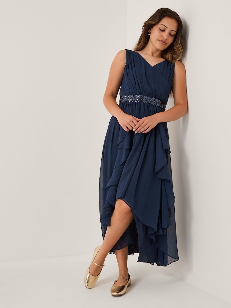 Monsoon Blue Clemmie Sequin Chiffon Prom Dress - Image 1 of 4