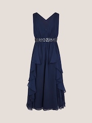 Monsoon Blue Clemmie Sequin Chiffon Prom Dress - Image 2 of 4