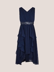 Monsoon Blue Clemmie Sequin Chiffon Prom Dress - Image 3 of 4