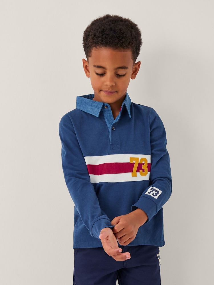 Monsoon Blue Stripe Long Sleeve Rugby Shirt - Image 1 of 4