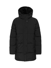 JDY Black Longline Hooded Puffer Coat - Image 5 of 6