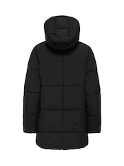 JDY Black Longline Hooded Puffer Coat - Image 6 of 6
