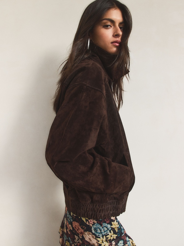 BHOEM Real Leather Bomber Chocolate Brown Jacket - Image 2 of 5