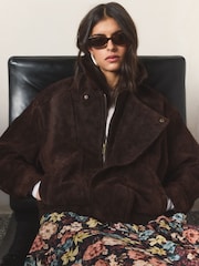 BHOEM Real Leather Bomber Chocolate Brown Jacket - Image 3 of 5