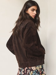 BHOEM Real Leather Bomber Chocolate Brown Jacket - Image 4 of 5