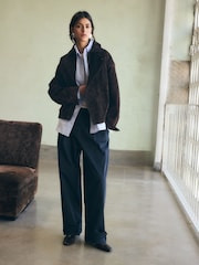 BHOEM Real Leather Bomber Chocolate Brown Jacket - Image 5 of 5