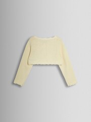 JoJo Maman Bébé Cream Crochet Flower Bolero Cardigan - Image 2 of 3