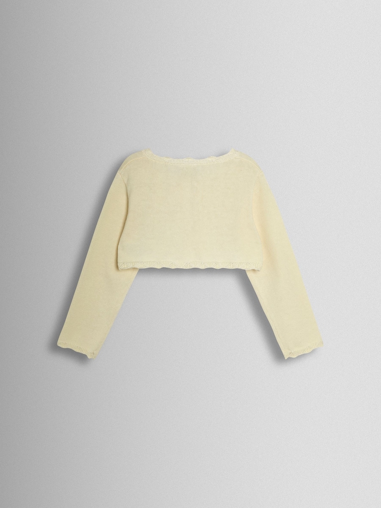 JoJo Maman Bébé Cream Crochet Flower Bolero Cardigan - Image 2 of 3