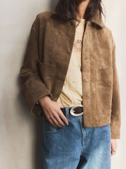 BHOEM Camel Real Leather Patch Pockets Jacket - Image 4 of 7