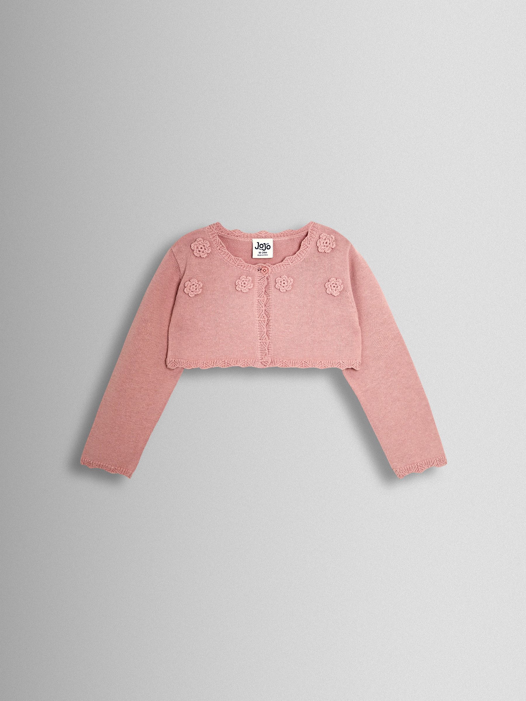 Jojo Maman Bébé Pink Crochet Flower Bolero Cardigan
