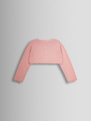 JoJo Maman Bébé Pink Crochet Flower Bolero Cardigan - Image 2 of 3