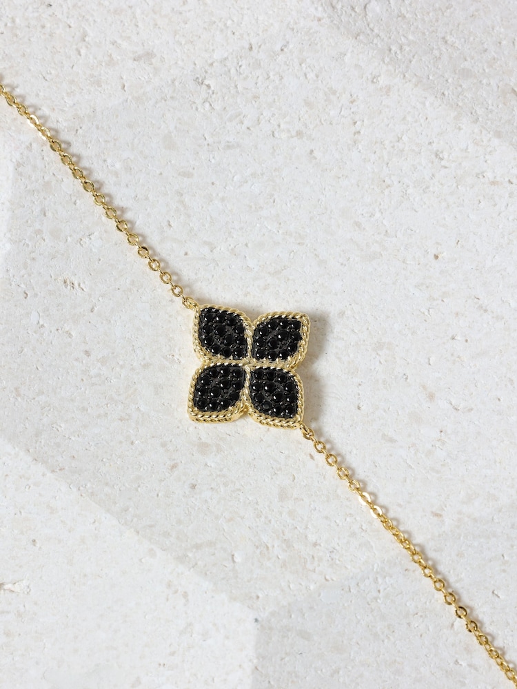 Jon Richard Gold 14K Plated and Jet Druzy Stone Clover Bracelet - Image 2 of 3 Jon Richard Gold 14K Plated and Jet Druzy Stone Clover Bracelet - Image 2 of 3