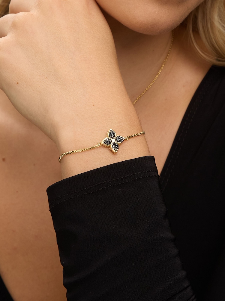 Jon Richard Gold 14K Plated and Jet Druzy Stone Clover Bracelet - Image 3 of 3 Jon Richard Gold 14K Plated and Jet Druzy Stone Clover Bracelet - Image 3 of 3