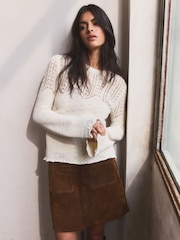 BHOEM Real Leather Tan Brown Mini Skirt - Image 3 of 6