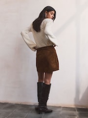 BHOEM Real Leather Tan Brown Mini Skirt - Image 5 of 6