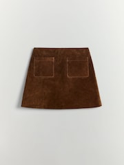 BHOEM Real Leather Tan Brown Mini Skirt - Image 6 of 6