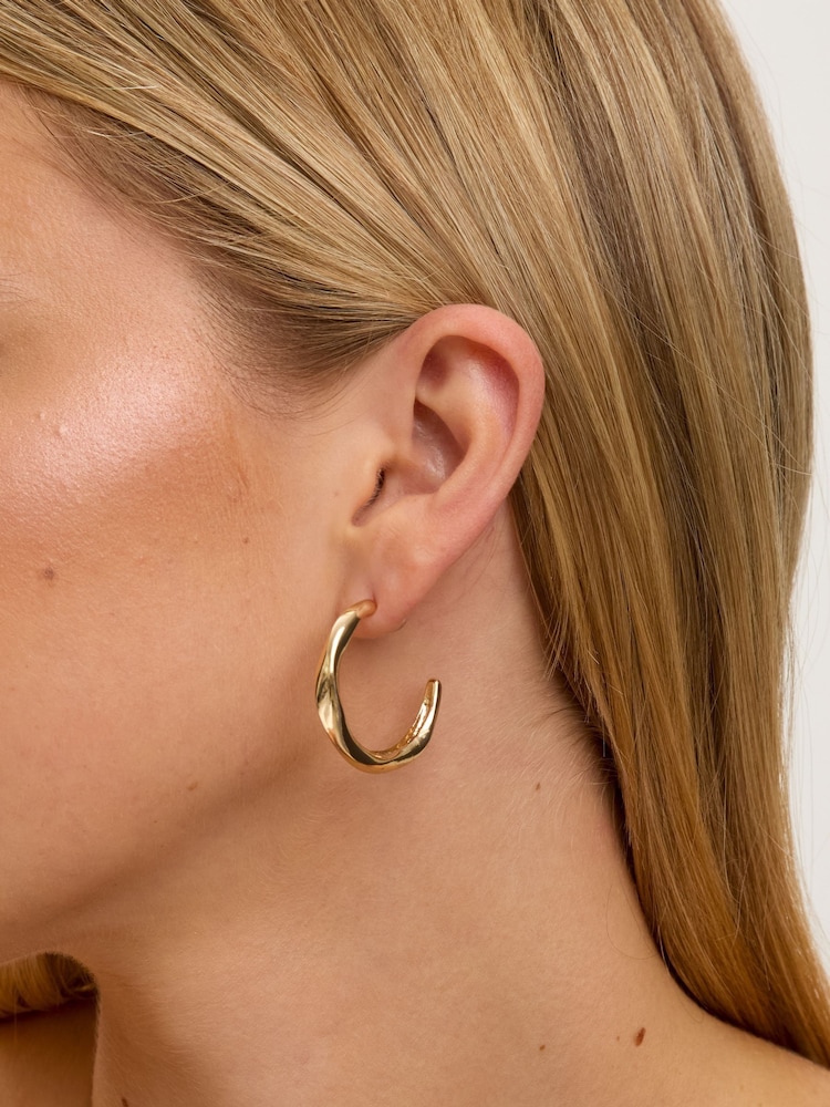 Jon Richard Gold Plated Polished Twist Hoop Earrings - Image 2 of 3 Jon Richard Gold Plated Polished Twist Hoop Earrings - Image 2 of 3