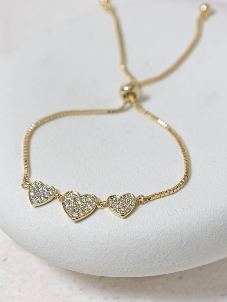 Jon Richard Gold 18K Plated Micro Pave Heart Bracelet - Image 2 of 4 Jon Richard Gold 18K Plated Micro Pave Heart Bracelet - Image 2 of 4