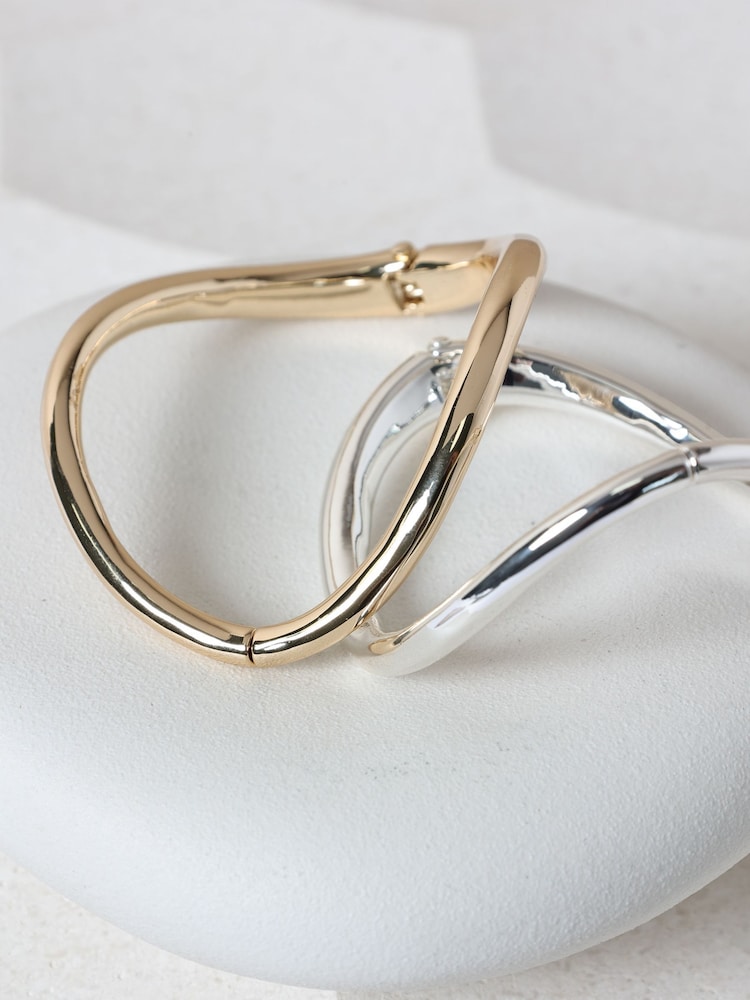 Jon Richard Gold Plated Polished Wave Cuff Bracelet - Image 2 of 3