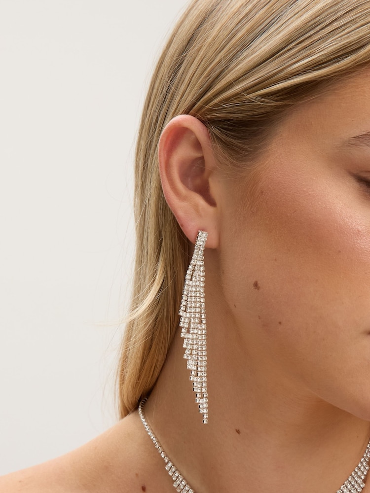 Jon Richard Silver Plated and Crystal Statement Drop Earrings - Image 3 of 3