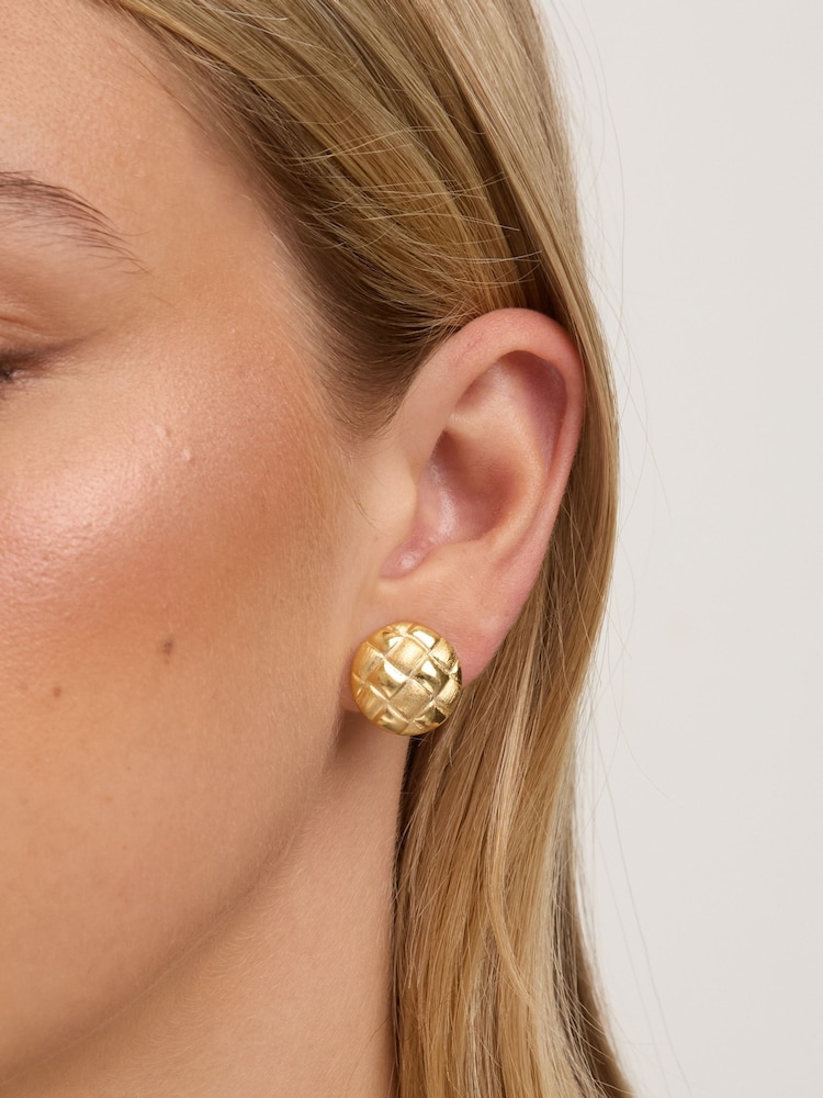 Jon Richard Gold Plated Quilted Brushed Clip Earrings - Image 3 of 3 Jon Richard Gold Plated Quilted Brushed Clip Earrings - Image 3 of 3