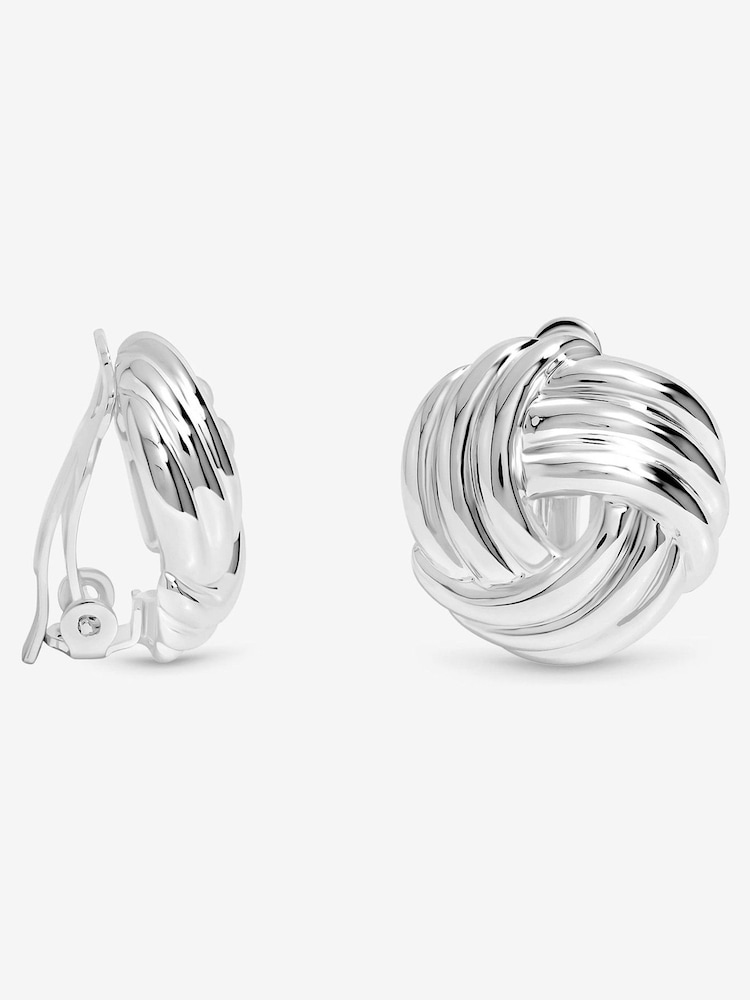 Jon Richard Silver Plated Knot Stud Clip Earrings - Image 1 of 1