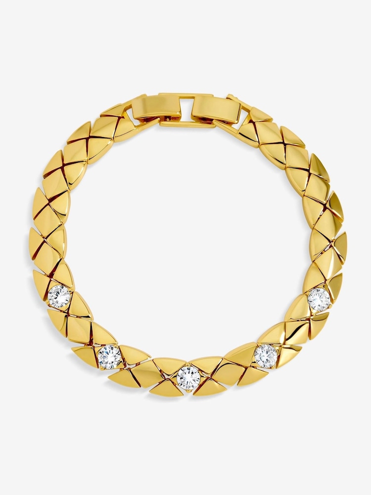 Jon Richard Gold Plated 18K and Crystal Flat Chain Bracelet - Image 1 of 4