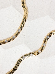 Jon Richard Gold Plated 18K and Crystal Flat Chain Bracelet - Image 2 of 4