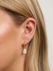 Jon Richard Gold Tone 18K Chain and Cubic Zirconia Peardrop Earrings - Image 2 of 3