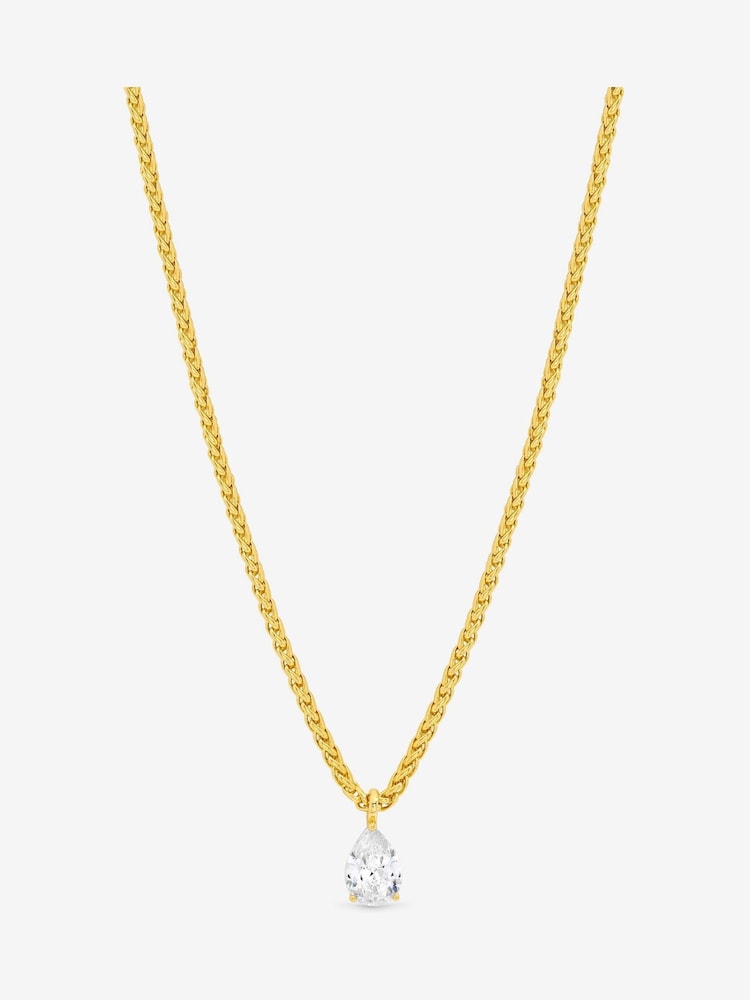 Jon Richard Gold Plated 18K Chain and Cubic Zirconia Peardrop Necklace - Image 1 of 2