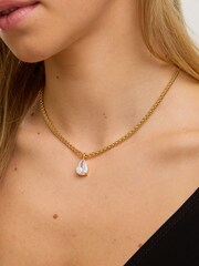 Jon Richard Gold Plated 18K Chain and Cubic Zirconia Peardrop Necklace - Image 2 of 2